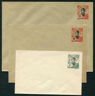 Indochina 1908 5c & 10c Postal Stationery Envelopes H&g B.  15,  B.  16,  B.  16a