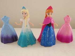 Disney Frozen Princess Glitter Elsa & Anna Magic Clip Dolls W 4 Dresses Exc