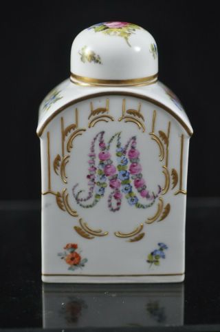 Very Rare Carl Thieme Dresden Porcelain Marie Antoinette Tea Caddy With Lid