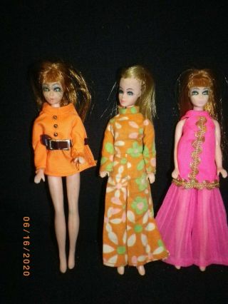 Three 1970 Topper Dawn & Friends Dolls With Clothes