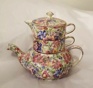 Vintage Royal Winton Chintz Sunshine Stacking Teapot
