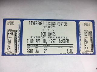 Tom Jones Vintage Concert Ticket Riverport St.  Louis,  Mo 4/10/97 Rare Htf