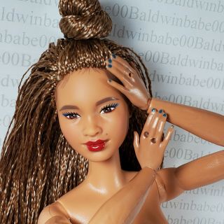 (a67) Nude Barbie Bmr1959 Braids Aa Mbili Articulated Made To Move Doll 4 Ooak