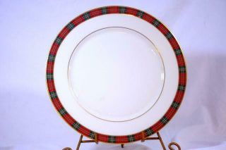 Lenox 2019 Set Of 8 Winter Greetings Plaid Dinner Plates 10 3/4 " With Tags