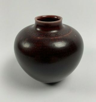 Vtg Stoneware Vase By Kresten Bloch For Royal Copenhagen Oxblood Glaze 1969 - 74