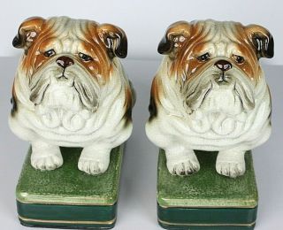 Pair - Vintage Takahashi San Francisco Bulldog Bookends Japanese Porcelain 2