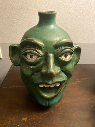 10” Ugly Face Jug Southern Face Pottery By Kim T Black 2001