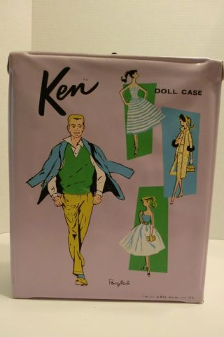 Vtg.  Ken Barbie Doll Carry Case Mattel Ponytail 1961 Lavender