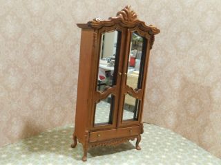 Dollhouse Miniature Victorian Bespaq Oak Wardrobe Armoire 1:12 Scale