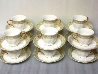 Magnificent Rare Set Of 12 Meissen Porcelain Cups & Saucers - Signed/marked