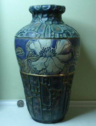 Turn Teplitz Bohemia Rstk Amphora Vase With Floral Panel Ca 1910