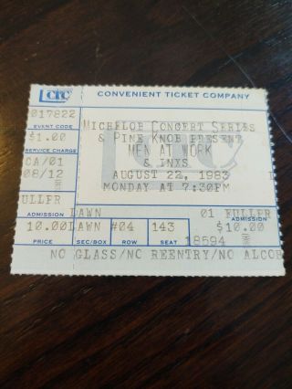 Vintage Men At Work Concert Ticket Stub.  8 - 22 - 1983.  Detroit.  Inxs