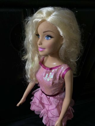 Mattel Barbie Doll 28 " Pink Dress Blonde Hair
