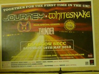 Journey,  Whitesnake,  Thunder - Glasgow May 2013 Show Tour Concert Gig Poster