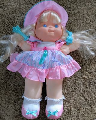 Fisher Price Puffalump Kids Baby Doll Long Blonde Hair 1992 Pink 15 " Soft Doll