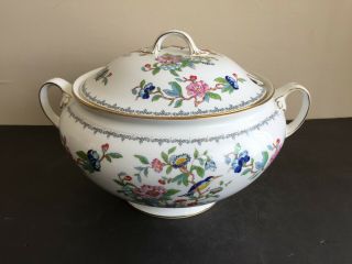 Aynsley Bone China Pembroke Bird Florals Large Covered Soup Tureen Rare