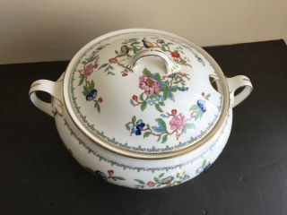 AYNSLEY BONE CHINA PEMBROKE BIRD FLORALS LARGE COVERED SOUP TUREEN RARE 2