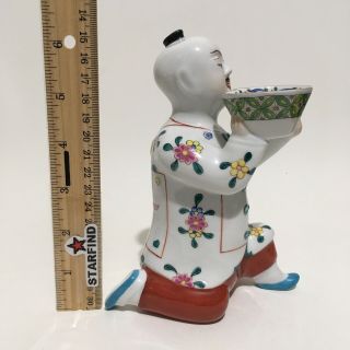 Herend Hungary Chinese Asian Porcelain Kneeling Salt Cellar Man Boy Figurine See