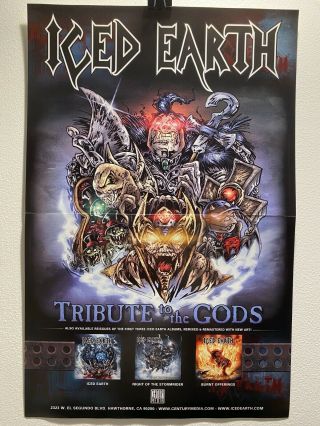 Iced Earth Record Store Promo Poster 2002 Folded Death Metal Tribute To The Gods