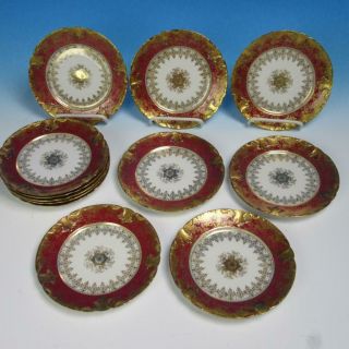 Ch Field Haviland GDA Limoges - Red Gold - 12 Bread Dessert Plates - 6¼ inches 2