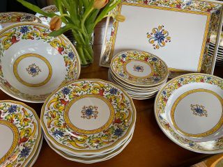 Sur La Table Italian,  Floreale Melamine Dinning Set,  Red,  Blue,  Yellow Pattern