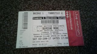Depeche Mode Spirit Tour Ticket Stub London Stadium 3 - 6 - 17