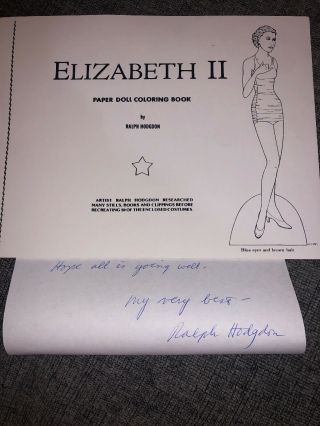 Ralph Hodgdon Book Elizabeth Ii Paper Dolls Book Uncut Signed Letter