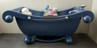 Retired American Girl Ultimate Bubble Bath Blue Tub Set Bubbles Brush 2