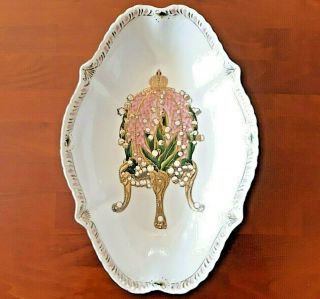 Very Rare Meissen Porcelain Covered Bowl Gold & Pink Faberge Egg