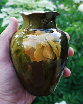 Rookwood Pottery Standard Glaze Vase.  Peony Flower,  Ruffle Top - 1890