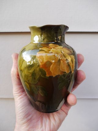 Rookwood Pottery Standard Glaze Vase.  Peony flower,  Ruffle Top - 1890 2