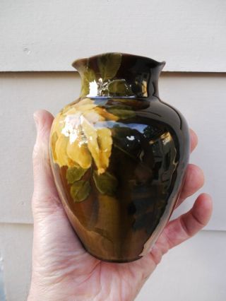 Rookwood Pottery Standard Glaze Vase.  Peony flower,  Ruffle Top - 1890 3