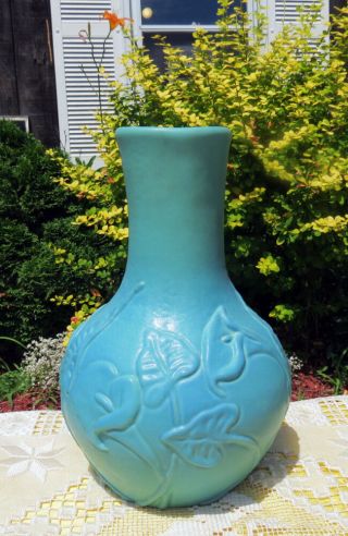 Van Briggle Tall 10 " Vase In Ming Blue From Late 20th Century