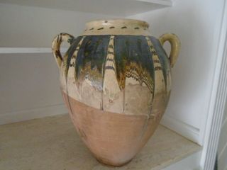 Huge Antique 19th Century Terracotta French Confit Pot With Manganese Glaze