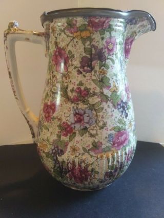 Antique Syrup Pitcher Royal Winton Grimwades Grapes & Roses Chintz Pattern 1930