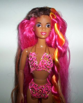 1996 Hula Hair Barbie Hawaiian Christie African American Aa Doll Longest Hair