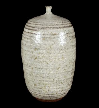 Modernist Vintage Armin Muller Studio Art Pottery Hand Thrown Weed Vase Moon Pot
