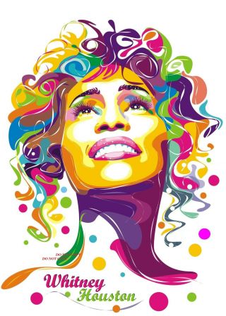 Psychedelic Pop Art Whitney Houston A4 Glossy Photo Poster 11.  25 " X 8.  25 "