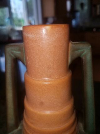 Vintage Roseville Pottery Futura Art Deco Vase Green and Beige 2