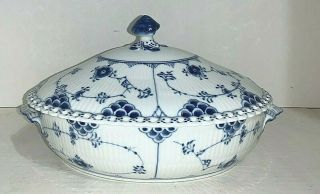 Royal Copenhagen Blue Fluted Full Lace Covered Oval Vegetable 1st Quality 1129