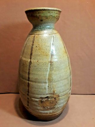 Large Vintage Mid Century Modern Studio Pottery Vase Signed 14 1/2 "