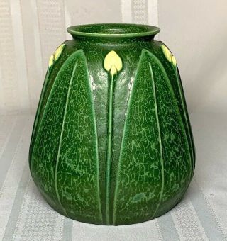Ephraim Pottery,  Vertical Leaves & Buds,  2 Color,  Grueby Inspired,  Arts & Crafts