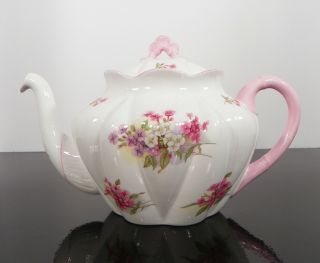 Vintage Shelley Stocks 4 - Cup Teapot With Lid Dainty Shape Made In England