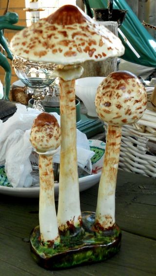 9 " Signed Lorenzen Lantz Nova Scotia Art Pottery Mushroom Figurine Repaired