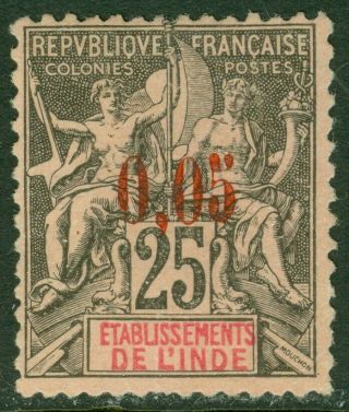 Edw1949sell : French India 1903 Sc 20 Vf,  Mng.  Not Sure About Ovpt.  Cat $375.