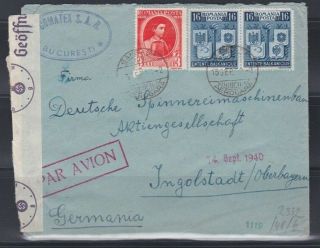 Romiania Third Reich 1940 Airmail Cover Censored To Germany See Scans