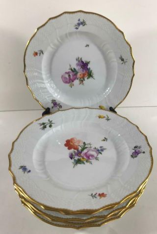 (6) Royal Copenhagen 10 " Dinner Plates With Saxon Flower Pattern