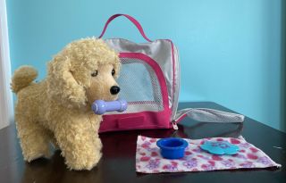 American Girl Doll Retired Dog Apricot With Dog Carrier Set