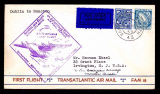 1939 Fam F18 - 15b 1st Flight Foynes,  Ireland To Shediac,  Canada (esp 3480)