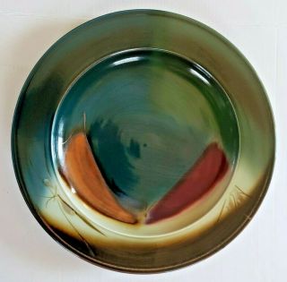 Alan Vigland Large 17 " Rare Pottery Hanging Plate Artist Signed Abstract Glaze